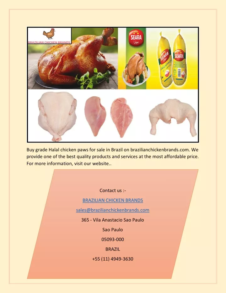 buy grade halal chicken paws for sale in brazil