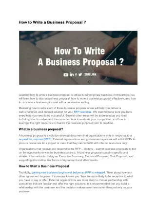 How to Write a Business Proposal ?