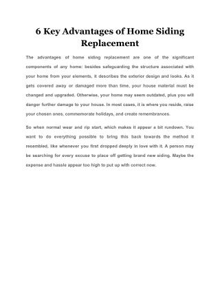 6 key advantages of home siding replacement
