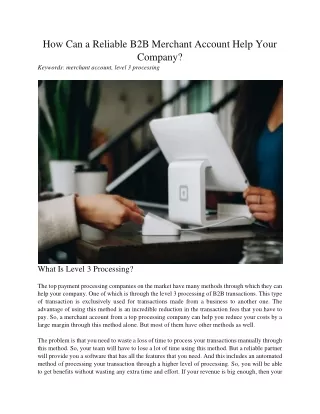 how can a reliable b2b merchant account help your