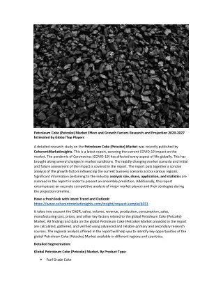 petroleum coke petcoke market effect and growth