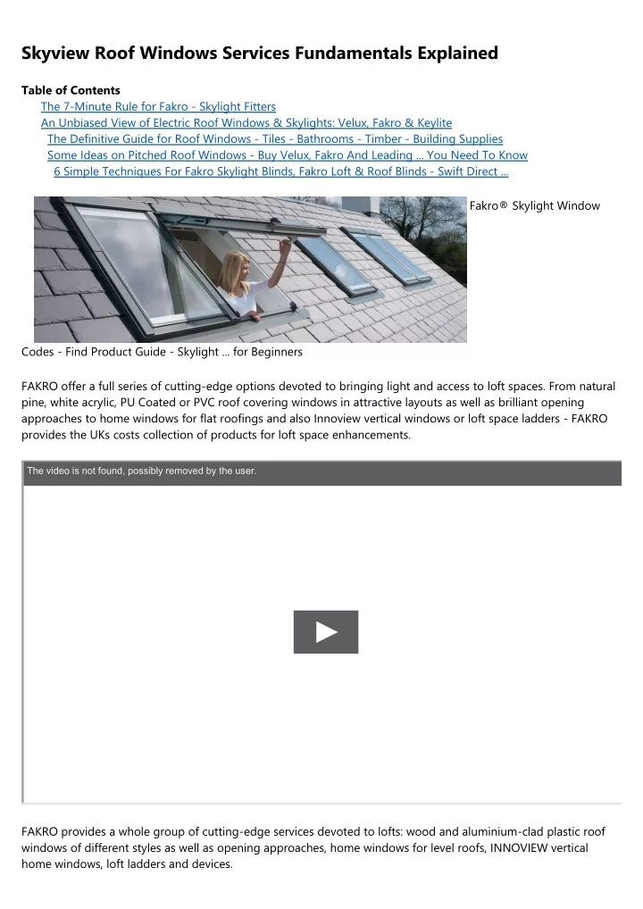 skyview roof windows services fundamentals