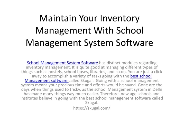 maintain your inventory management with school management system software