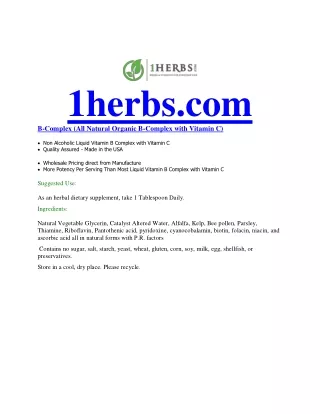 1herbs com b complex all natural organic