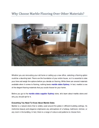 Why Choose Marble Flooring Over Other Materials?