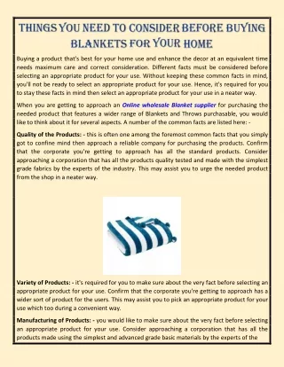 Things You Need To Consider Before Buying Blankets For Your Home