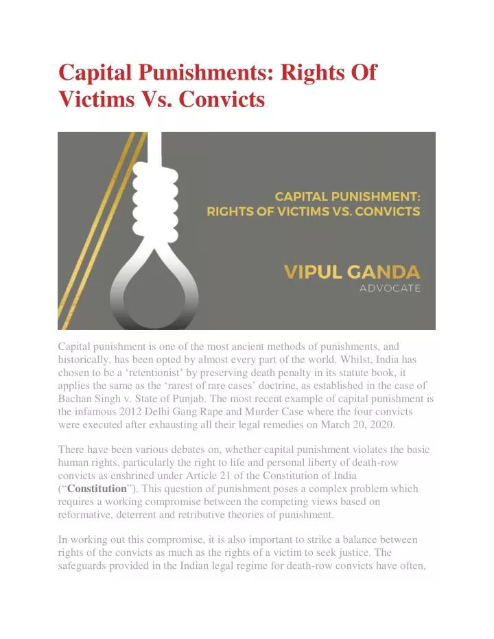 capital punishments rights of victims vs convicts