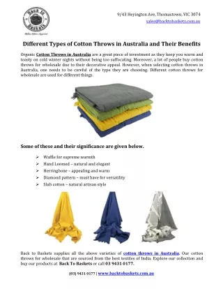 Different Types of Cotton Throws in Australia and Their Benefits