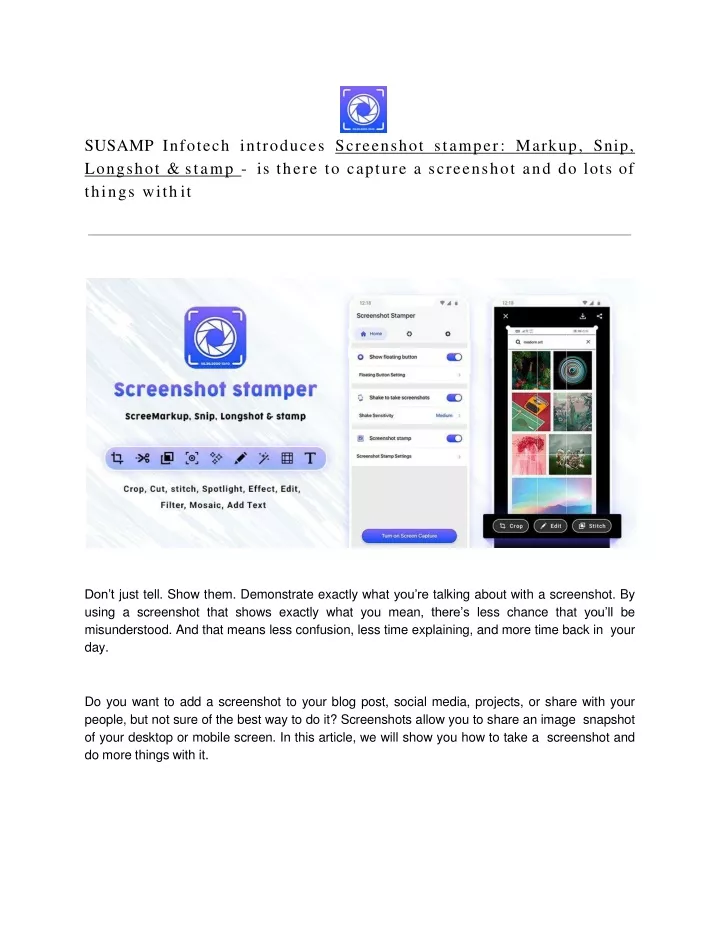 susamp infotech introduces screenshot stamper