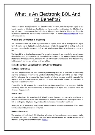 what is an electronic bol and its benefits