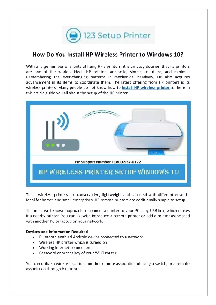 how do you install hp wireless printer to windows