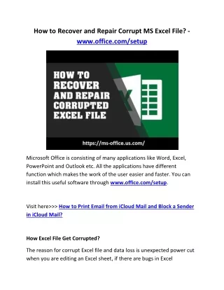 how to recover and repair corrupt ms excel file
