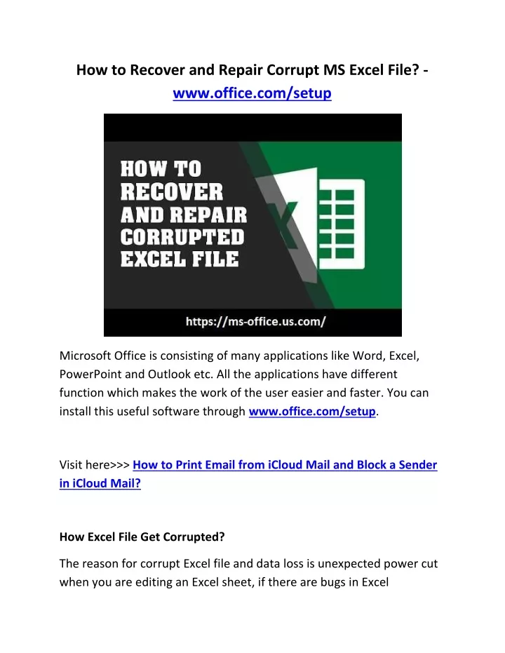 how to recover and repair corrupt ms excel file