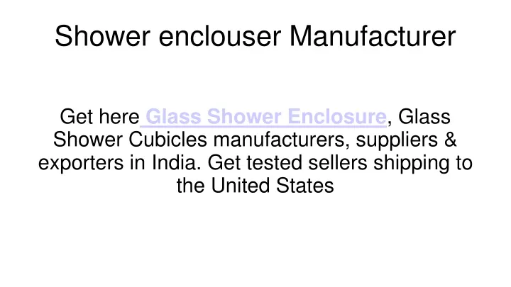 shower enclouser manufacturer
