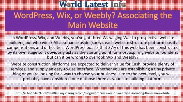 wordpress wix or weebly associating the main website