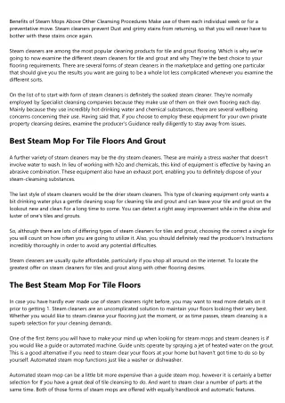 benefits of steam mops above other cleansing