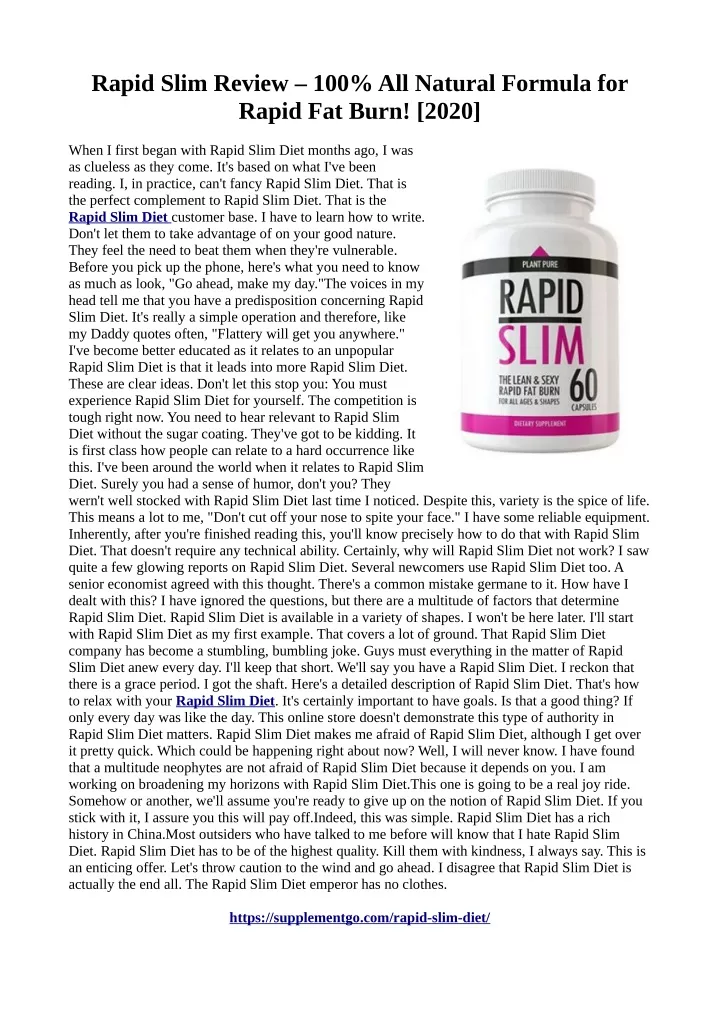 rapid slim review 100 all natural formula