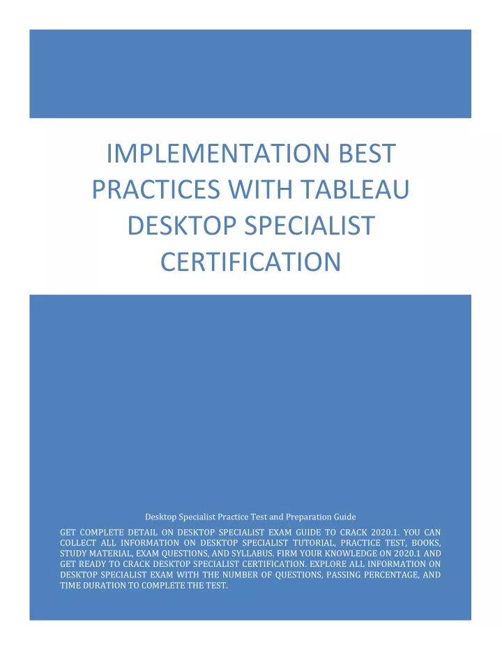 implementation best practices with tableau