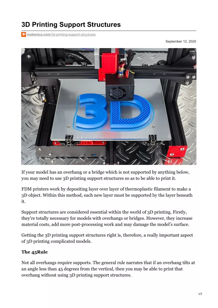 3d printing support structures