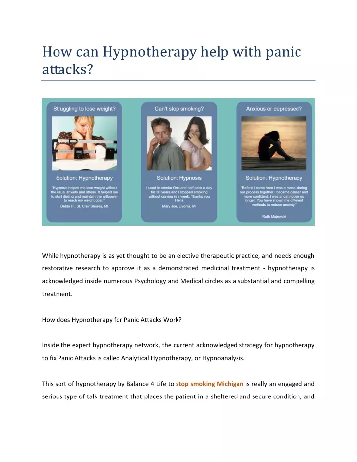 how can hypnotherapy help with panic attacks