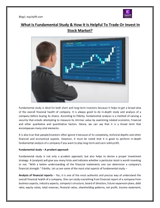 What Is Fundamental Study & How It Is Helpful To Trade Or Invest In Stock Market?