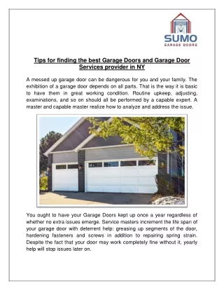 Tips for finding the best Garage Doors and Garage Door Services provider in NY