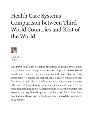 PATTY CORDOBA | Health Care Systems Comparison between Third World Countries and Rest of the World