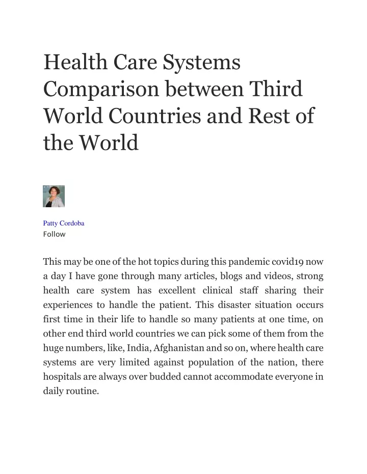 health care systems comparison between third