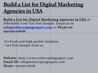 build a list for digital marketing agencies in usa