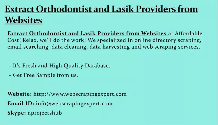extract orthodontist and lasik providers from websites