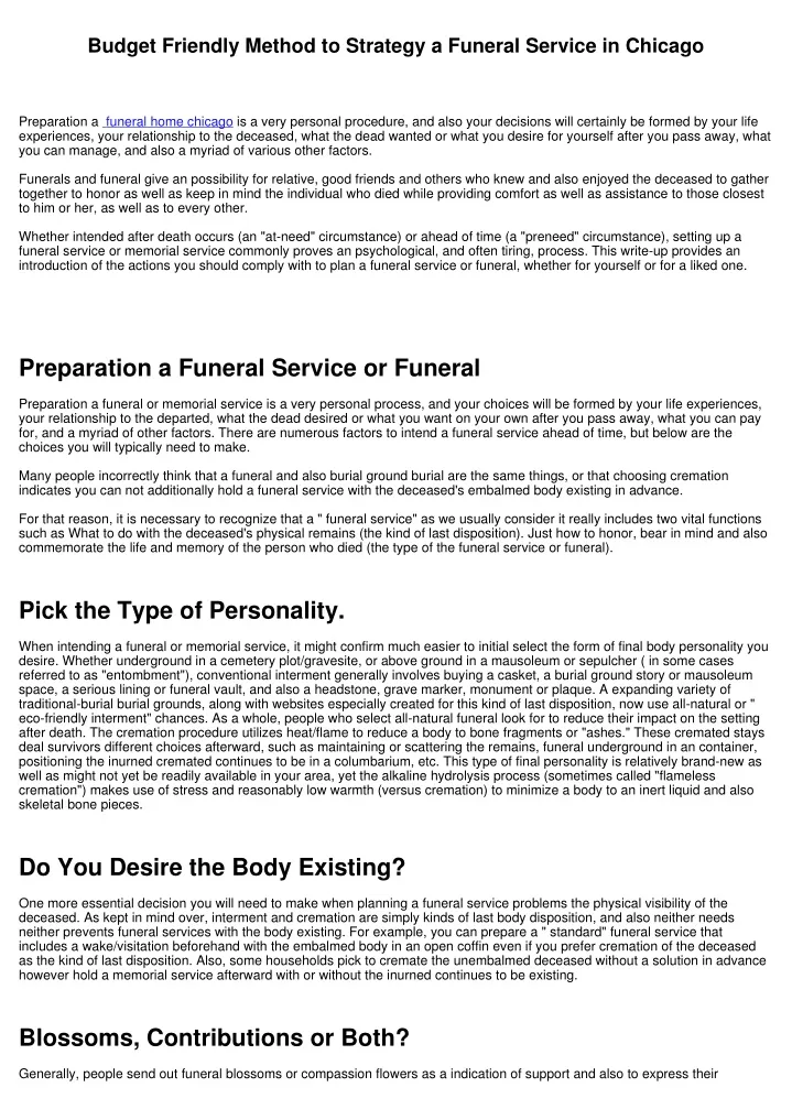 budget friendly method to strategy a funeral