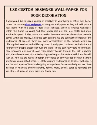 Use Custom Designer Wallpaper For Door Decoration