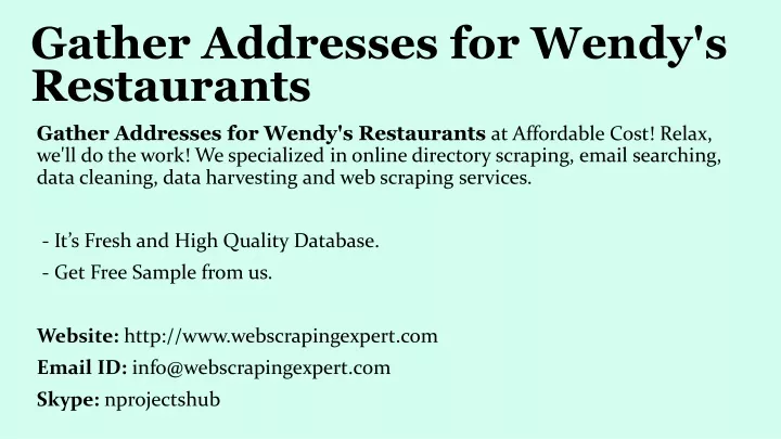 gather addresses for wendy s restaurants