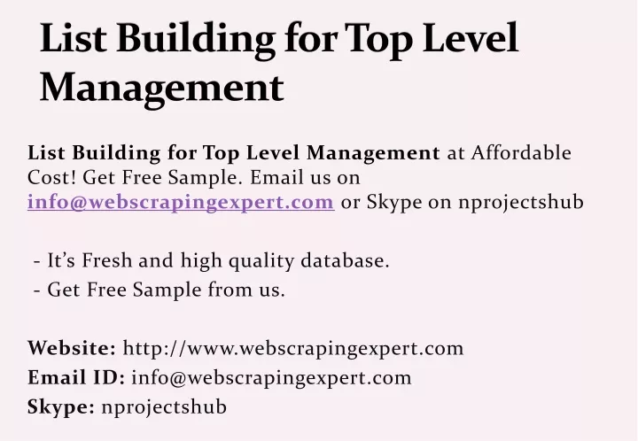 list building for top level management