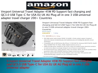 vnsport universal travel adapter 45w pd support