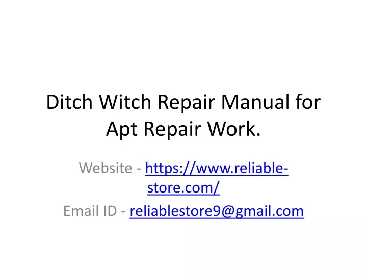 ditch witch repair manual for apt repair work