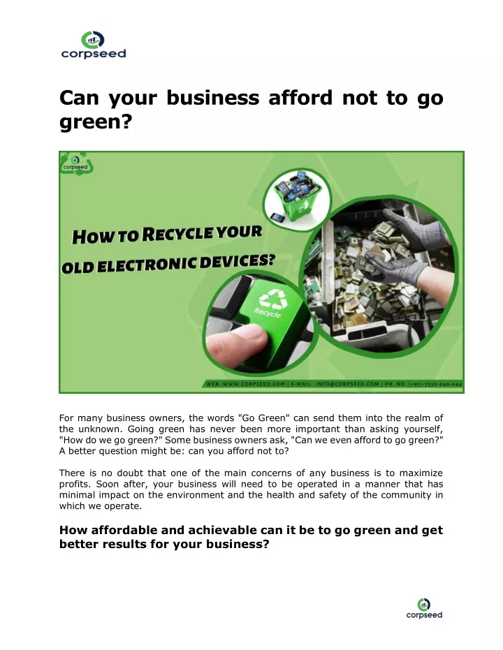 can your business afford not to go green