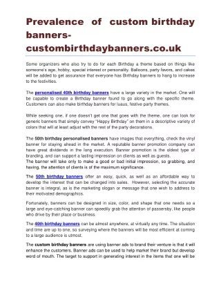 Prevalence of custom birthday banners custombirthdaybanners.co.uk