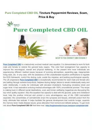 Pure Completed CBD Tincture Peppermint Reviews, Scam, Price & Buy