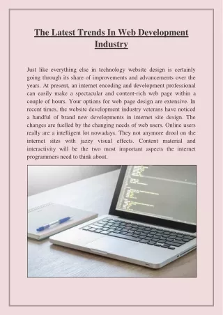 the latest trends in web development industry