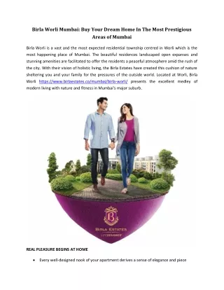 Birla Worli Mumbai: Buy Your Dream Home In The Most Prestigious Areas of Mumbai!!