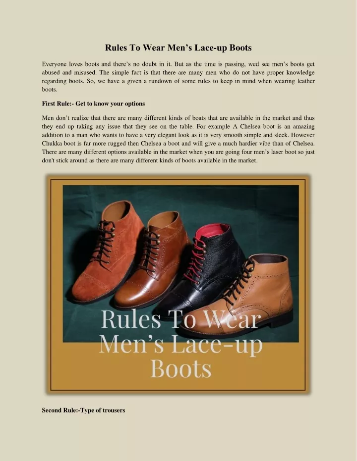 rules to wear men s lace up boots