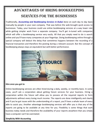 AdvAntAges Of Hiring BOOkkeeping services fOr tHe Businesses