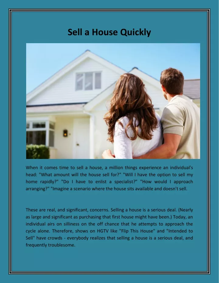 sell a house quickly