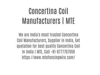Concertina Coil Manufacturers | MTE