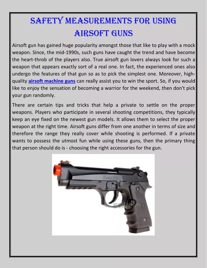 safety measurements for using airsoft guns