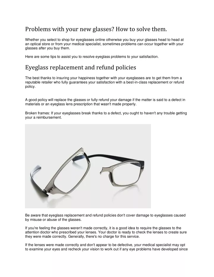 problems with your new glasses how to solve them
