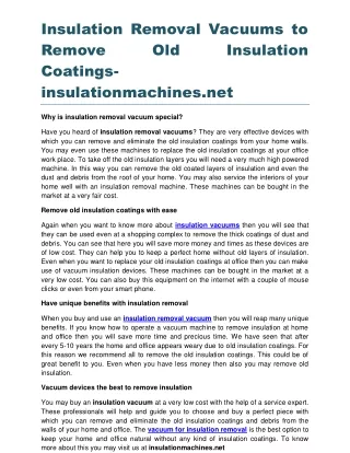 insulation removal vacuums to remove old coatings