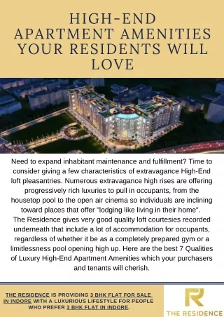 HIGH-END APARTMENT AMENITIES YOUR RESIDENTS WILL LOVE
