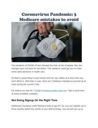 coronavirus pandemic 3 medicare mistakes to avoid